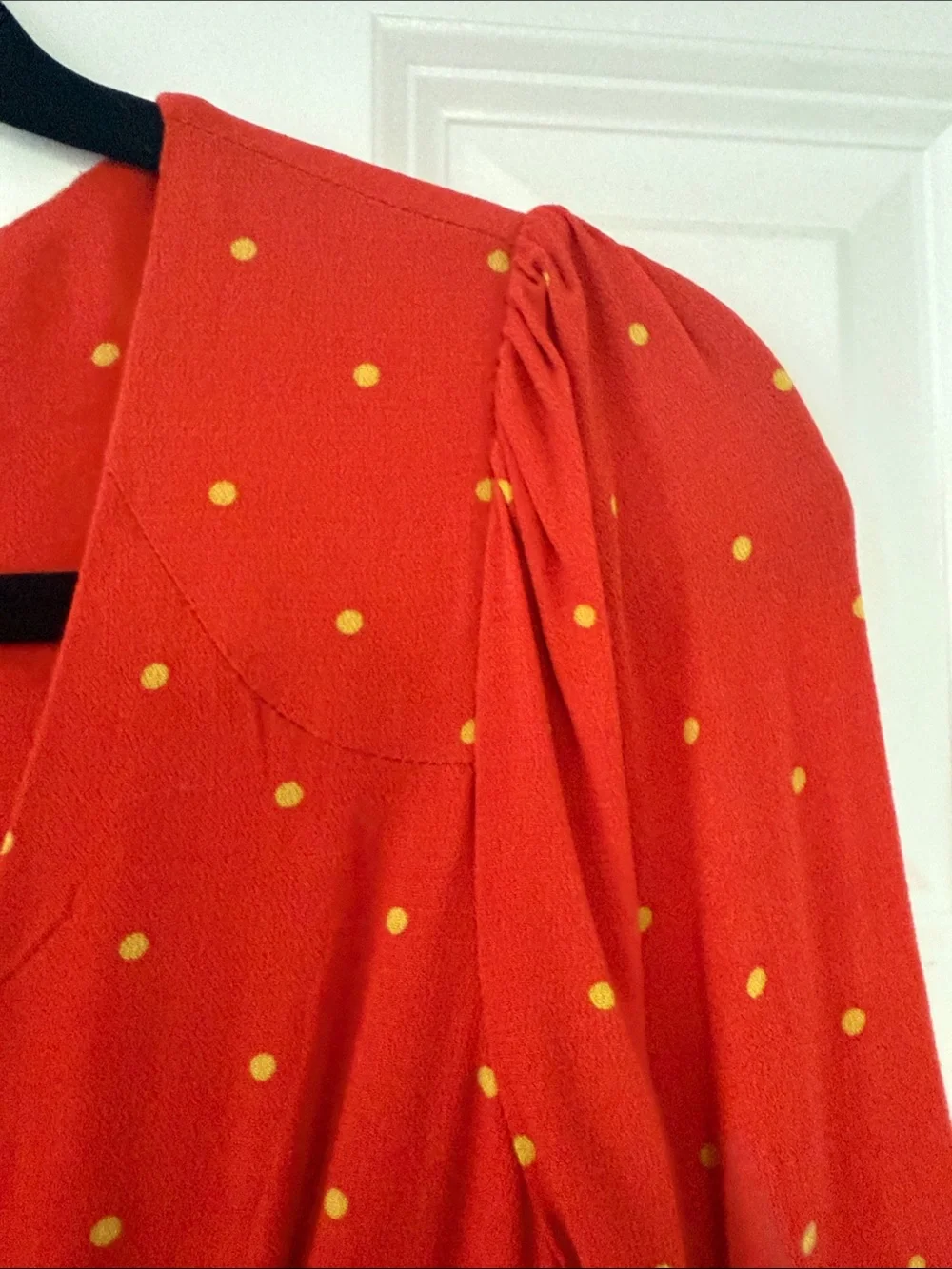 Free People Red Mini Dress with Yellow Polka Dots Small